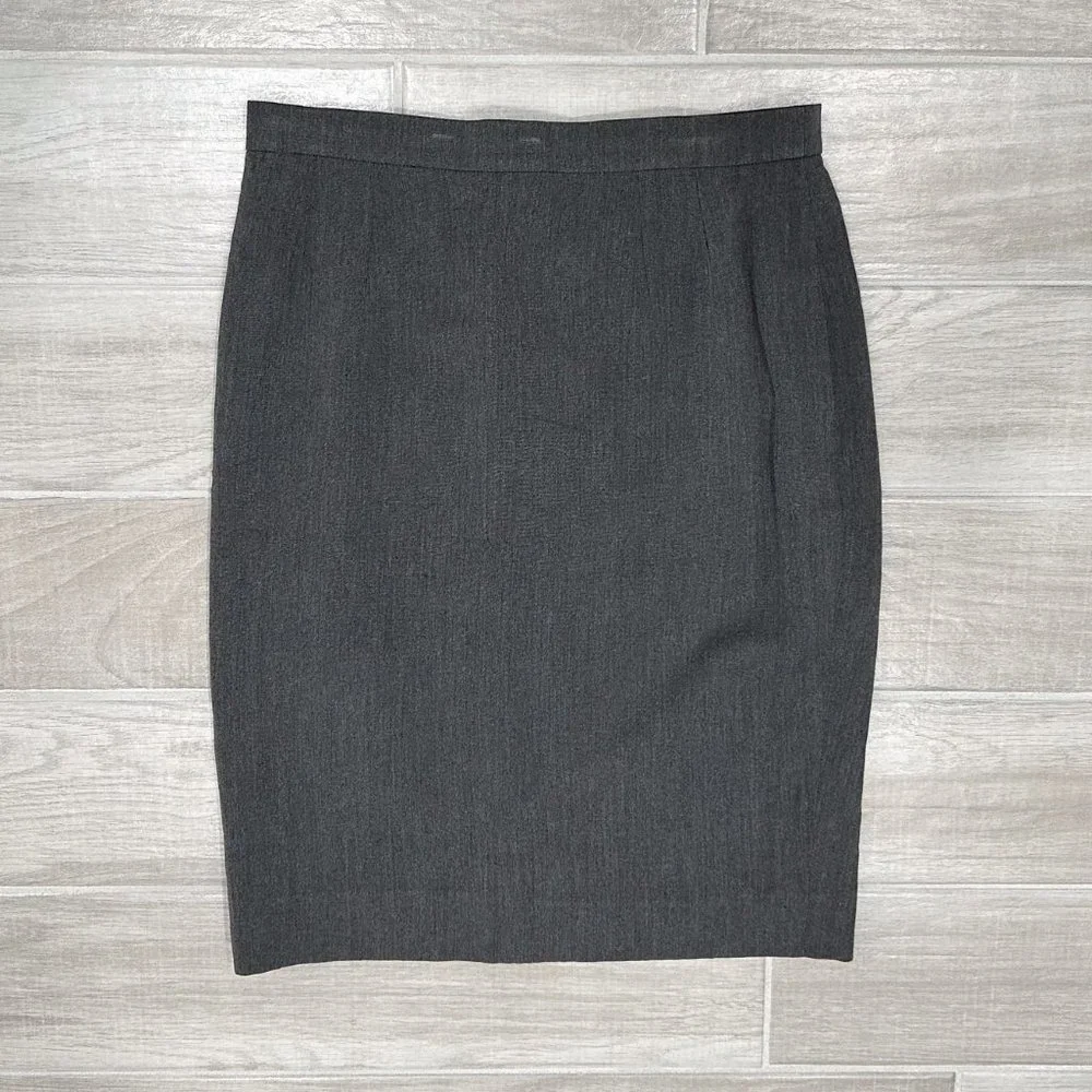 Akris Club Dark Heather Gray Linen Blend Pencil Skirt Women's Size 12